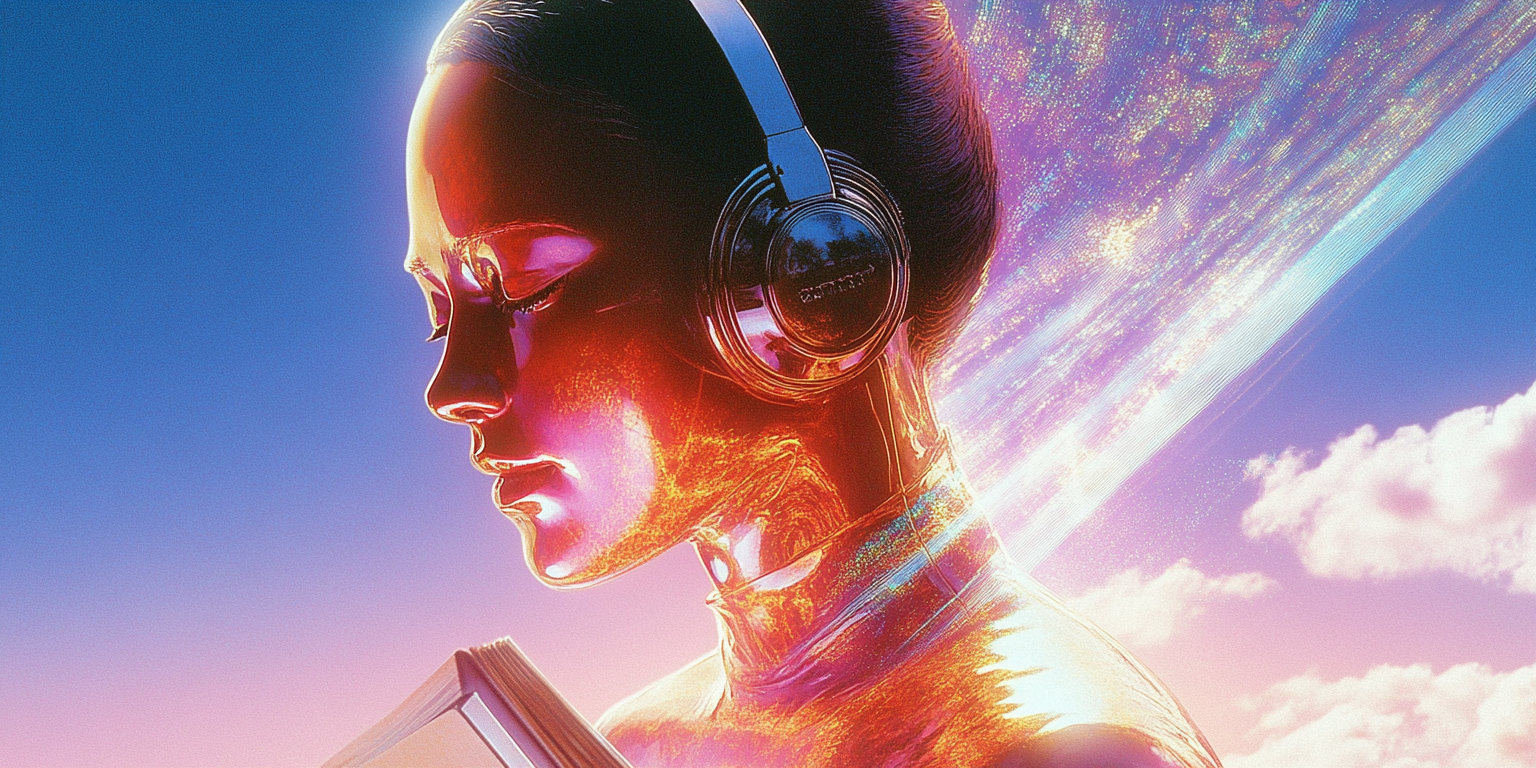 Author promoting their audiobook online with AI voice tools and marketing analytics on screen, symbolizing audiobook growth in 2025.