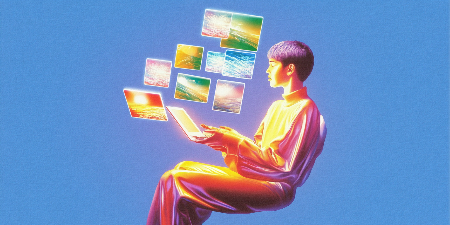 An AI-generated voice waveform overlaying an Instagram ad dashboard representing voice cloning and ad creation with Narration Box.