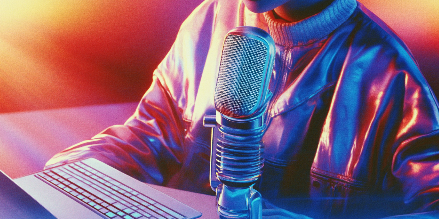 YouTube creator using AI voice cloning software to record professional video narration in 2026