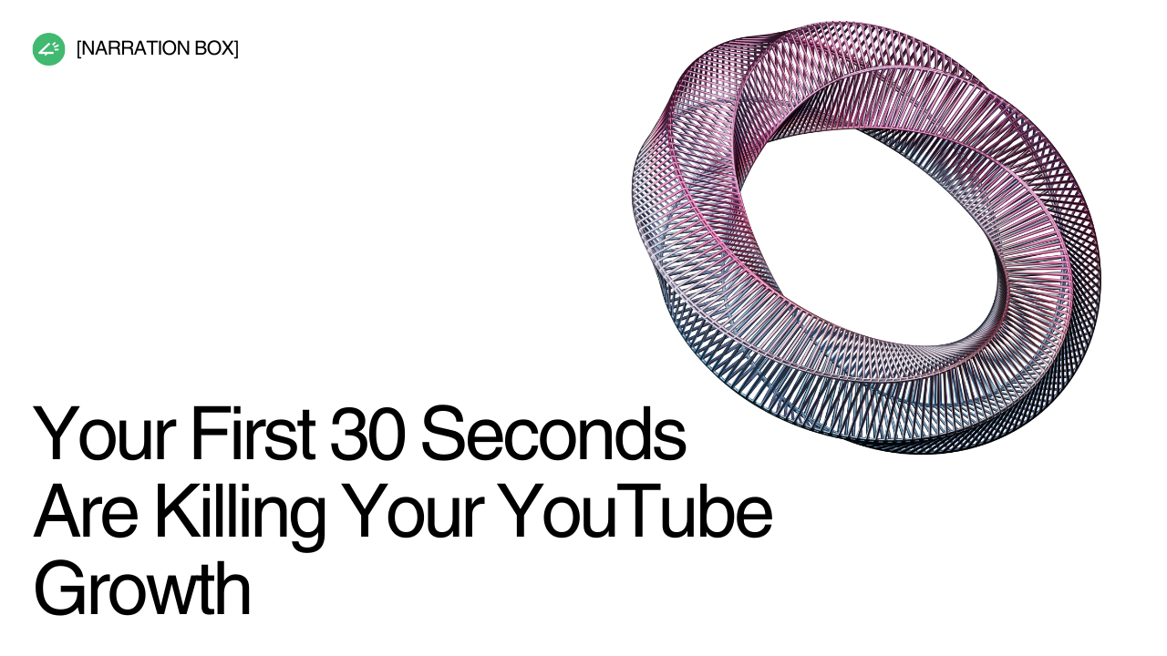 YouTube analytics retention graph showing 30 second drop off for US and UK creators using AI voice for YouTube videos