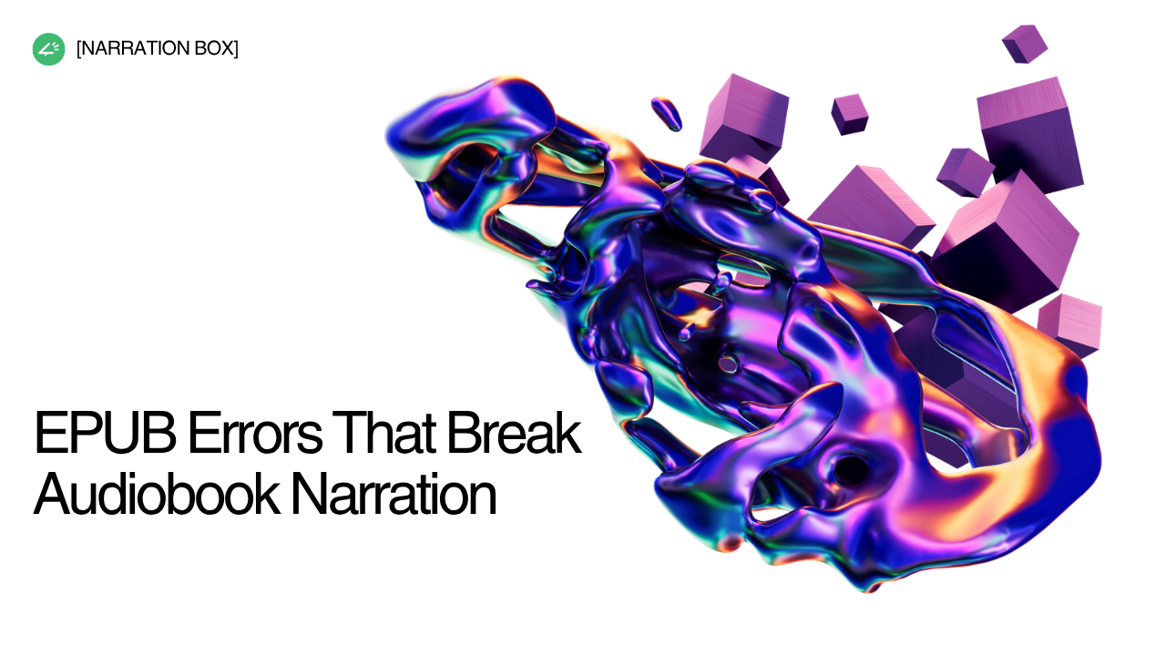 Author fixing EPUB format errors before audiobook narration using AI audiobook development tools in the US and UK publishing workflow