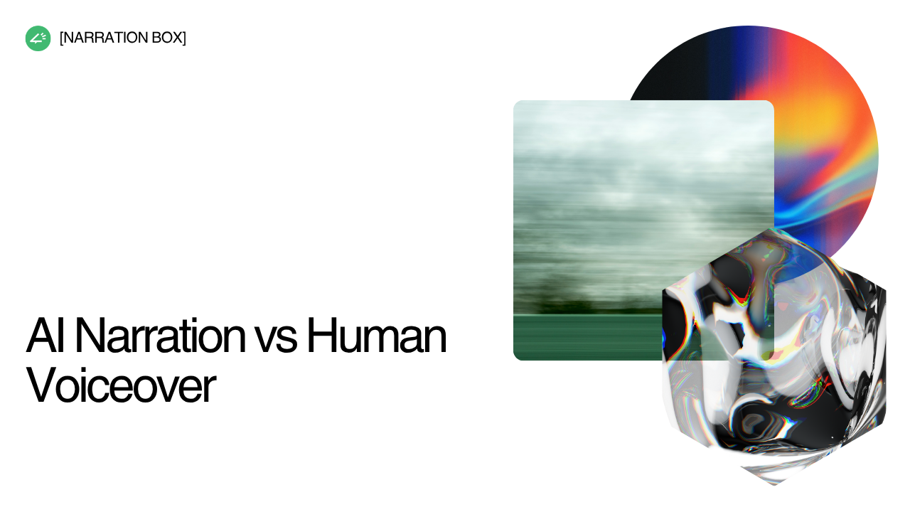 AI narration vs human voiceover comparison showing text to speech technology generating audiobook and ai audio for creators in the US and UK